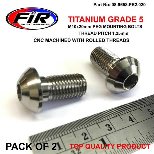 TITANIUM GR5 M10x1.25x20mm PK2, YAM KAW PEG MOUNT BOLTS,  / 90149-10033 92150-1255