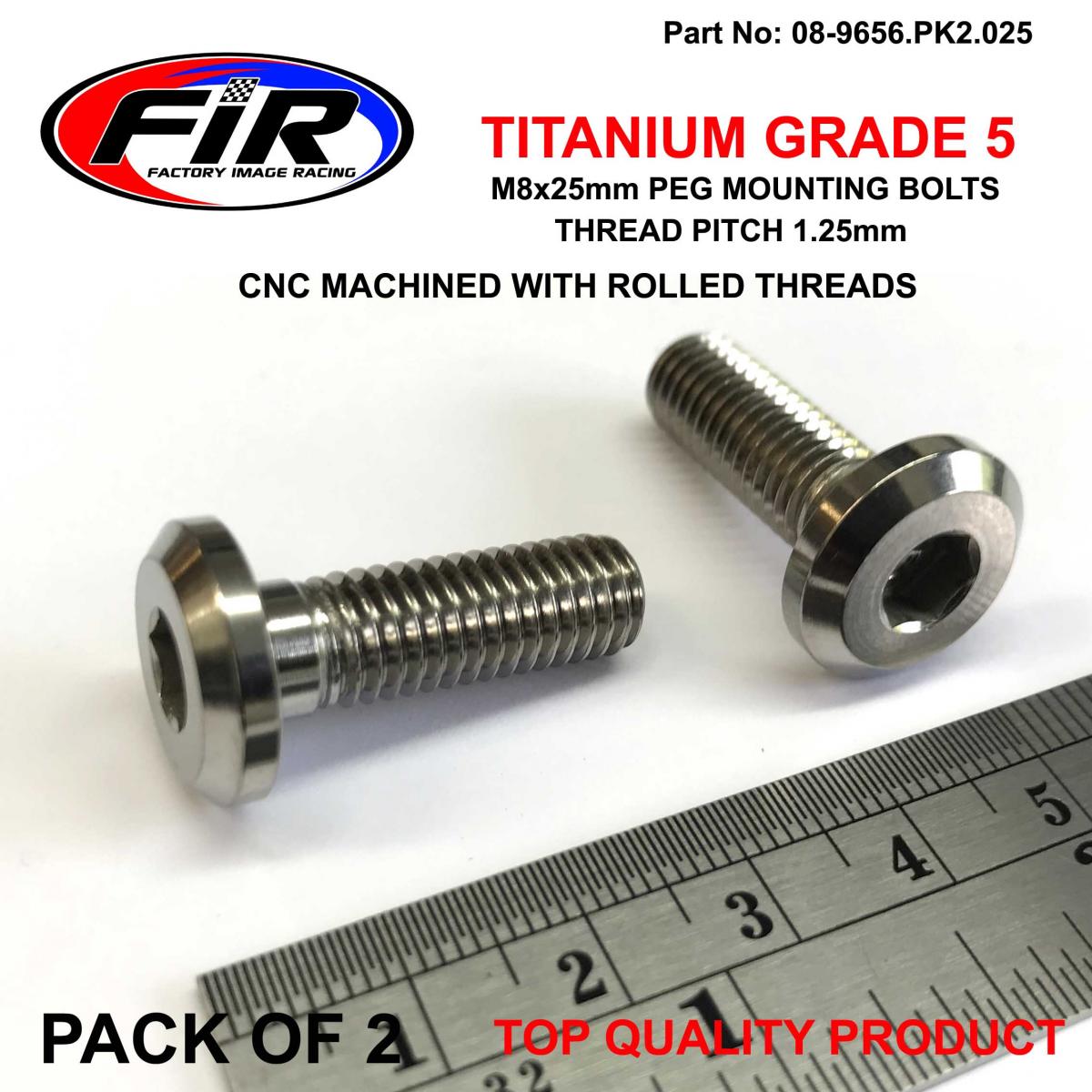 TITANIUM GR5 M8x1.25x25mm PK2, KAWASAKI PEG MOUNT BOLTS,  / 92154-0515