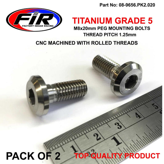 TITANIUM GR5 M8x1.25x20mm PK2, UNIVERSAL PEG MOUNT BOLTS,  / FLAT HEAD BOLT