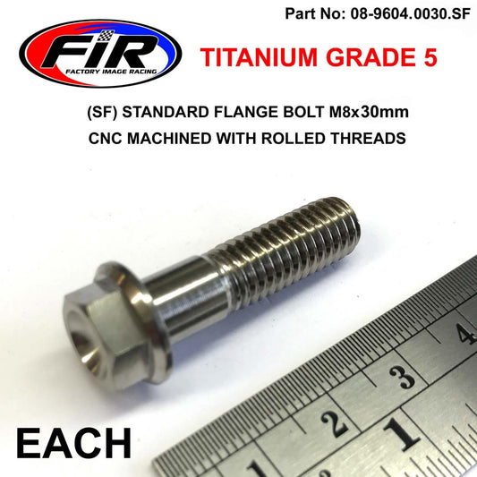 TITANIUM GR5 BOLT M8 x 30mm EACH, FLANGE OD: 14mm / HEX SIZE: 10mm,  /