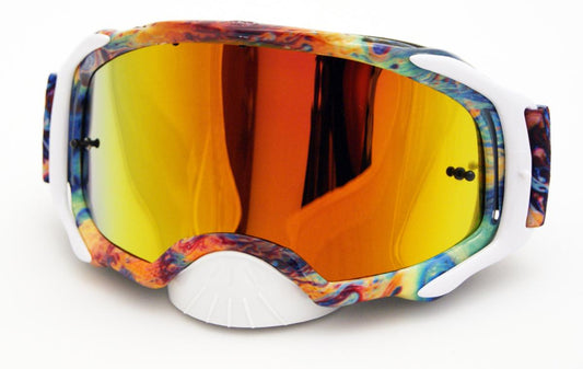 RNR PLATINUM TEAR OFF MIRRORED, OIL SLICK GOGGLE, GAM11, TEAR OFF