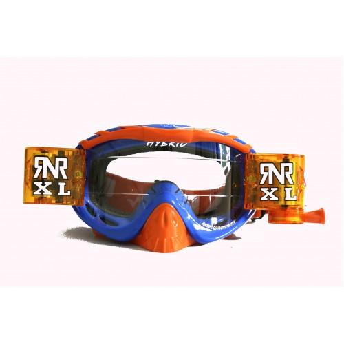 RNR HYBRID BLUE/ORANGE XL ROLL & TEAR OFF, BLUE/ORANGE KTM GOGGLE, 36MM ROLL OFF, GH446XL, ROLL & TEAR OFF