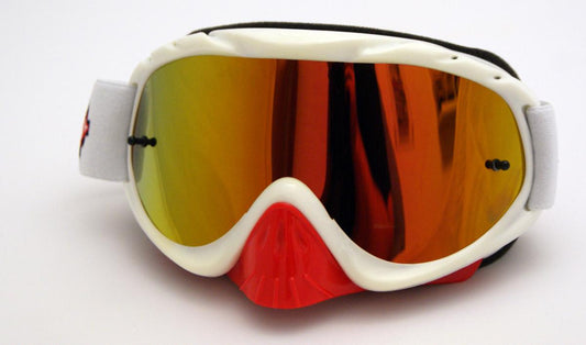 RNR HYBRID WHITE/RED MIRRORED LENS, WHITE/RED LIMITED EDITION GOGGLE, GH225M, MIRRORED LENS