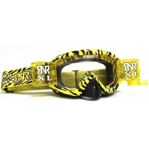 RNR HYBRID WILD YL/BK XL ROLL & TEAR OFF, WILD YELLOW & BLACK GOGGLE, 36MM ROLL OFF, GH368XL, ROLL & TEAR OFF
