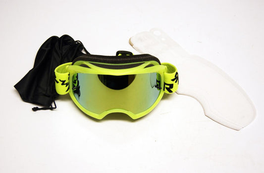 RNR COLOSSUS NEON YELLOW MIRRORED LENS, NEON YELLOW GOGGLE, GX68M, MIRRORED LENS