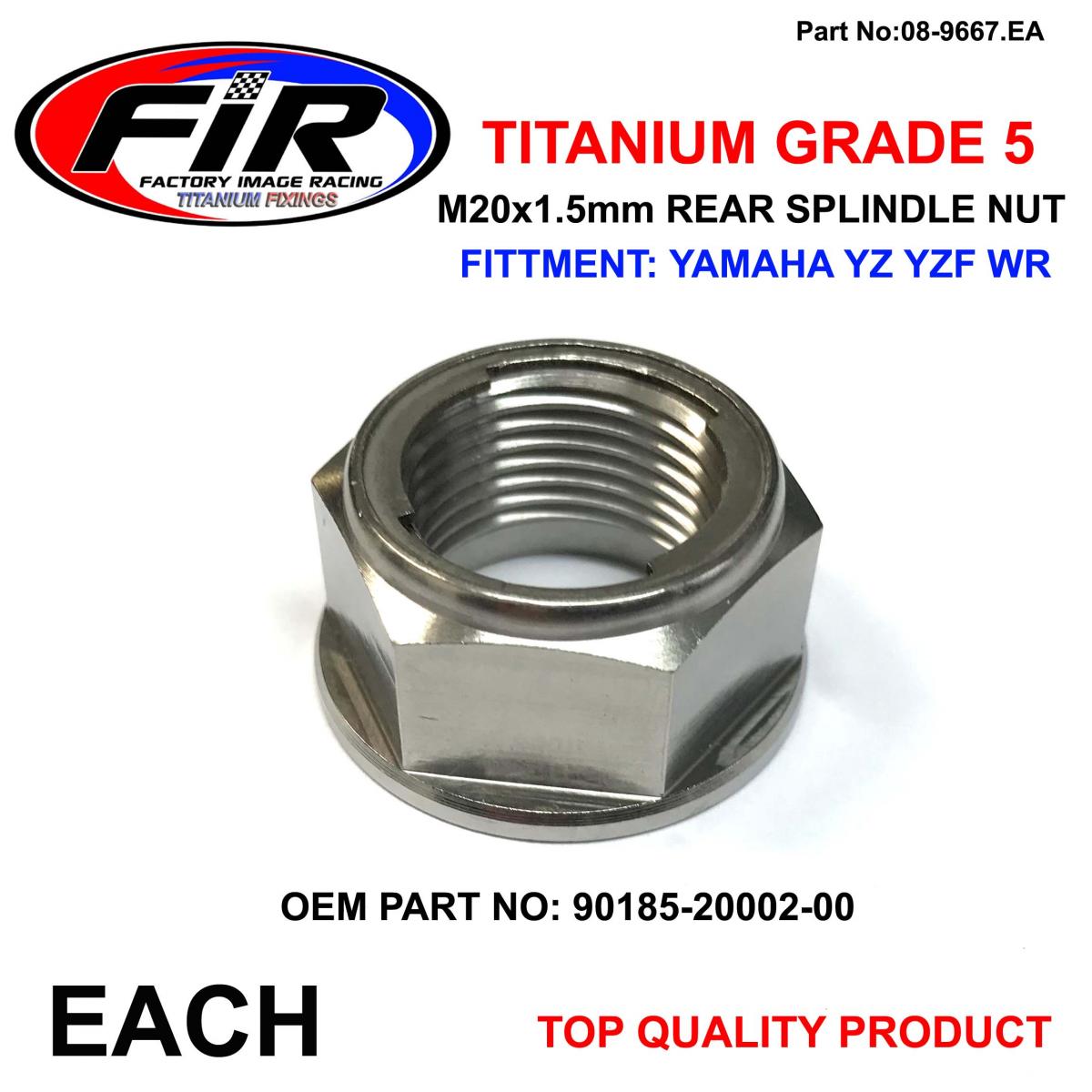 TITANIUM GR5 REAR SPINDLE NUT, M20x1.50 YAM KAW 90185-20002, EACH /  / 92210-0939