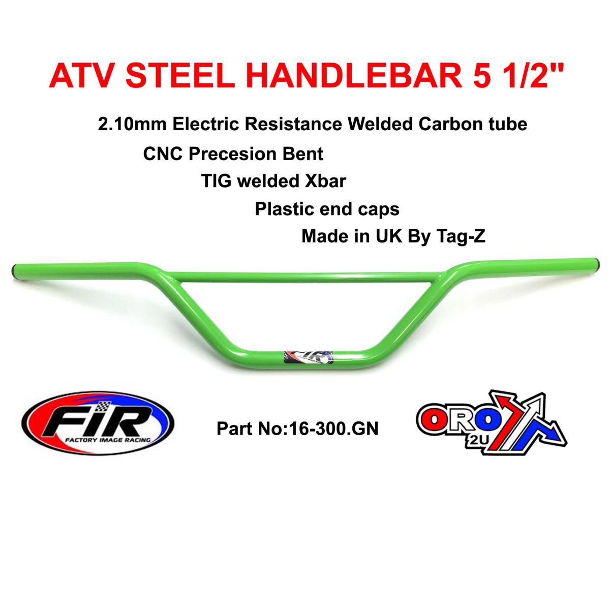 ATV STEEL HANDLEBAR 5 1/2", SUZUKI LT MODELS / GLOSS GREEN,  [UNIVERSAL]