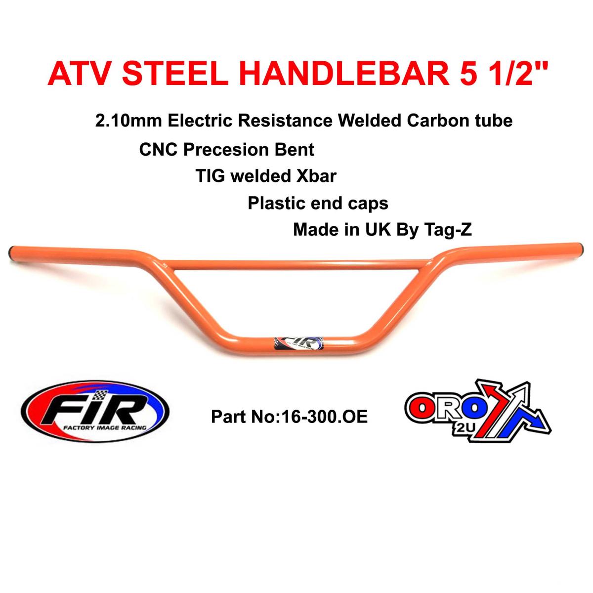 ATV STEEL HANDLEBAR 5 1/2", SUZUKI LT MODELS / GLOSS ORANGE,  [UNIVERSAL]