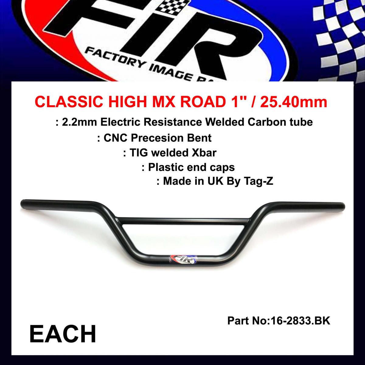 CLASSIC HIGH MX ROAD 1'' / 25.40mm, MATT BLACK / HANDLEBAR X BAR,  ( SAMES AS 16-2904)