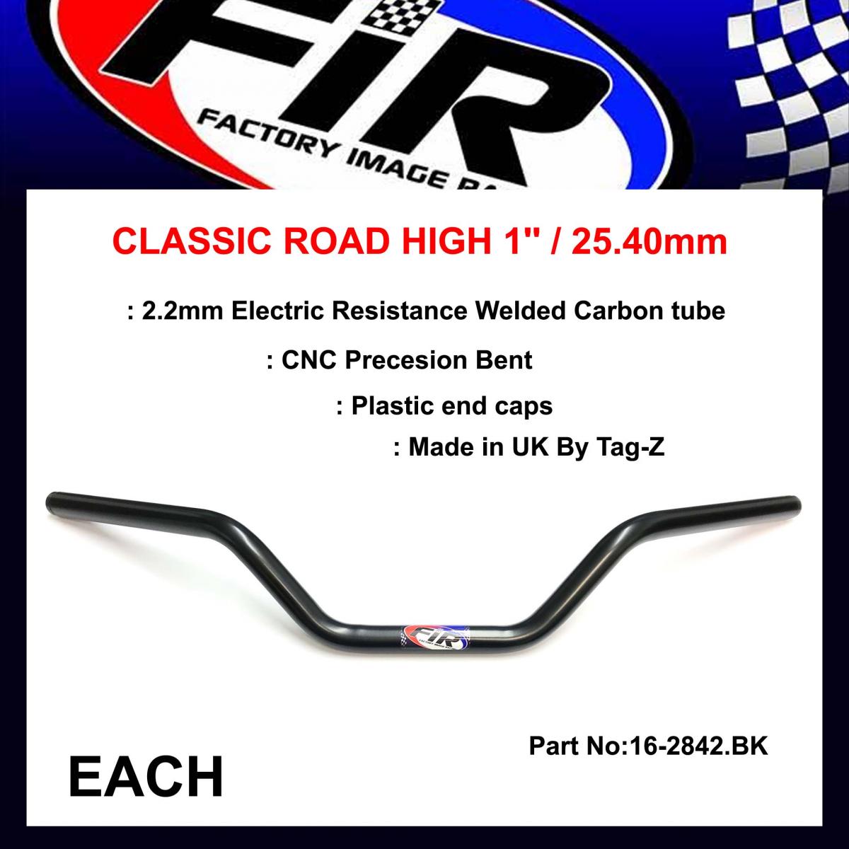 CLASSIC ROAD HIGH 1'' / 25.40mm, MATT BLACK / HANDLEBAR BAR,  ( SAMES AS 16-2813 )