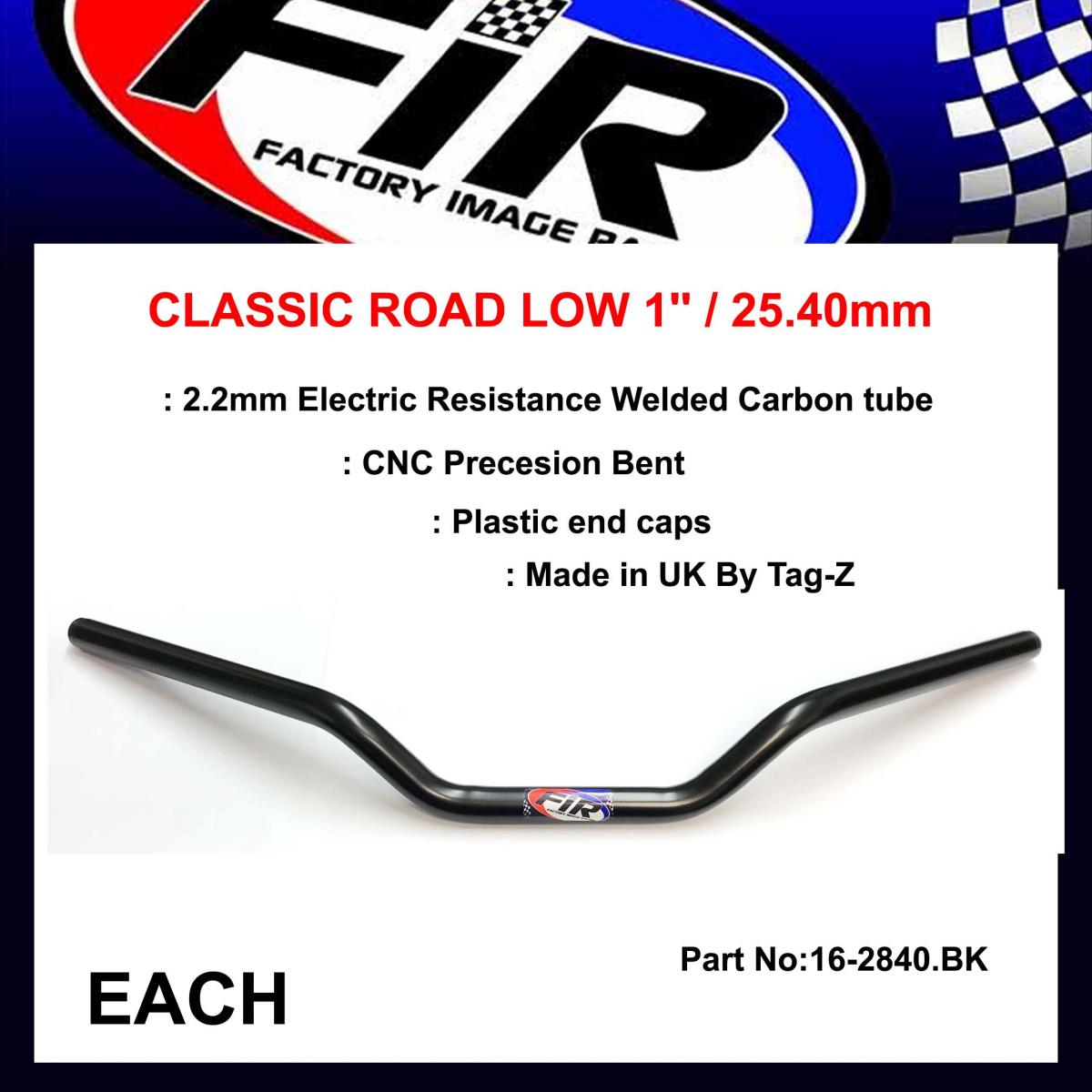 CLASSIC ROAD LOW 1'' / 25.40mm, MATT BLACK / HANDLEBAR BAR,  ( SAMES AS 16-2811 )