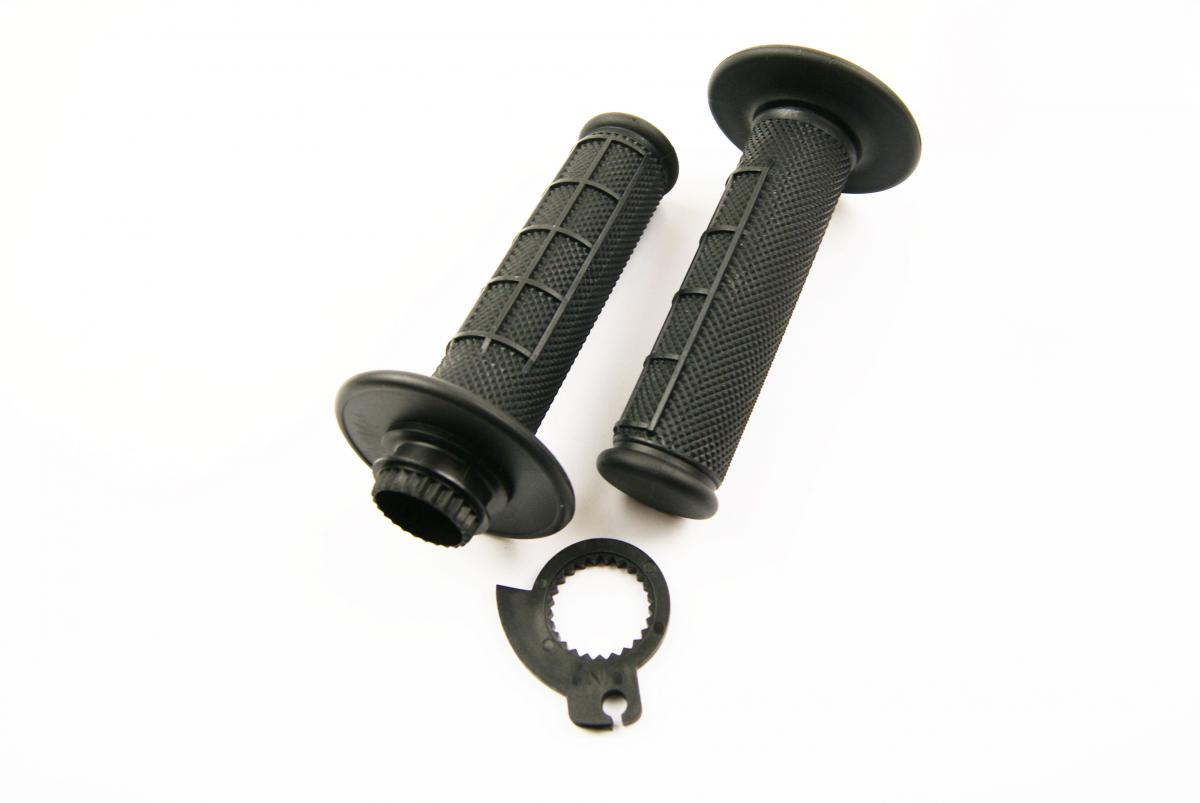 Clearance LOCK ON GRIP SET 50 65 KTM HUSQ, HALF WAFFLE SOFT BLACK, ODI STYLE, FIR - (Copy)