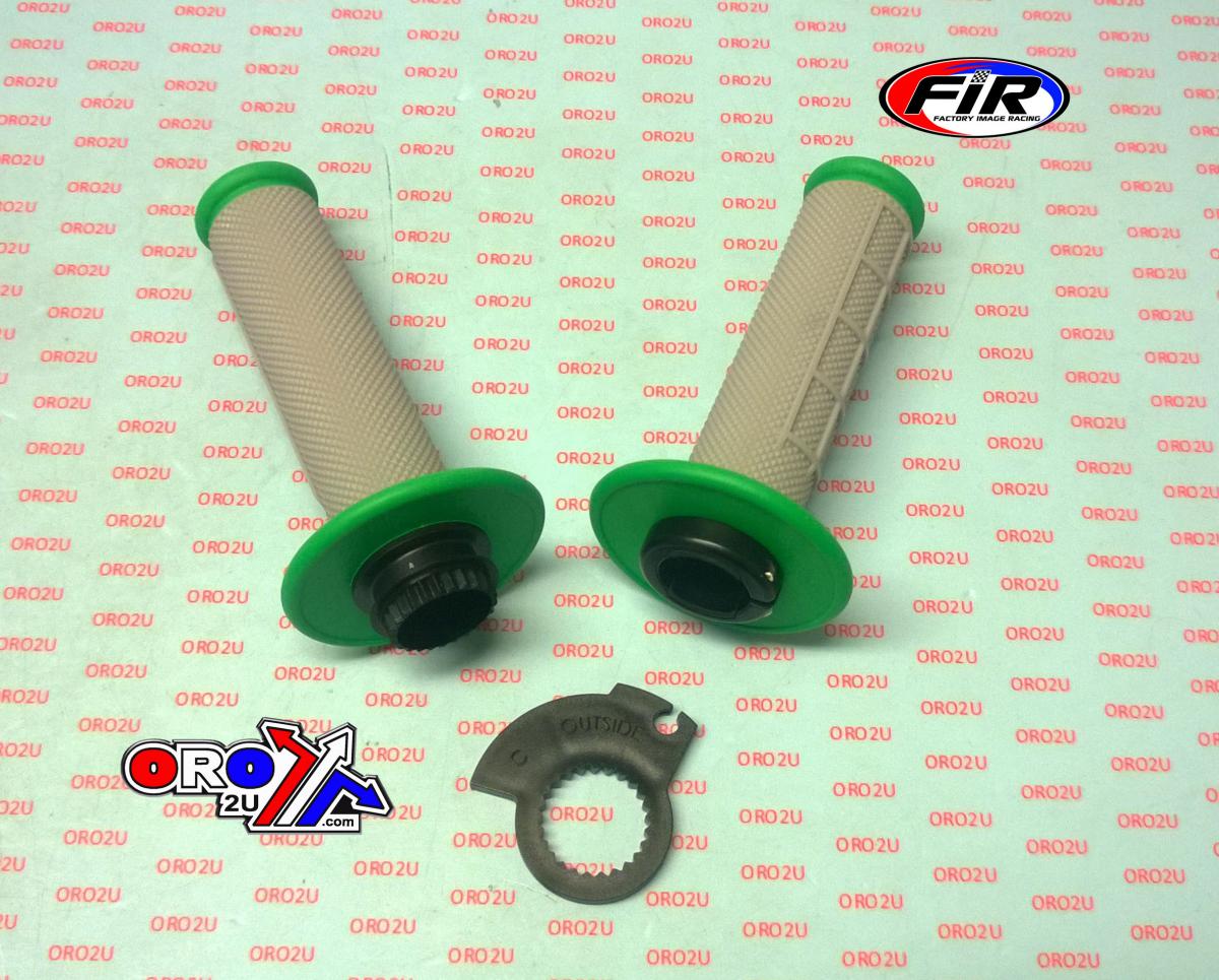 LOCK ON GRIP SET KX RM YZ, HALF WAFFLE SOFT GREY/GREEN, ODI STYLE, FIR -