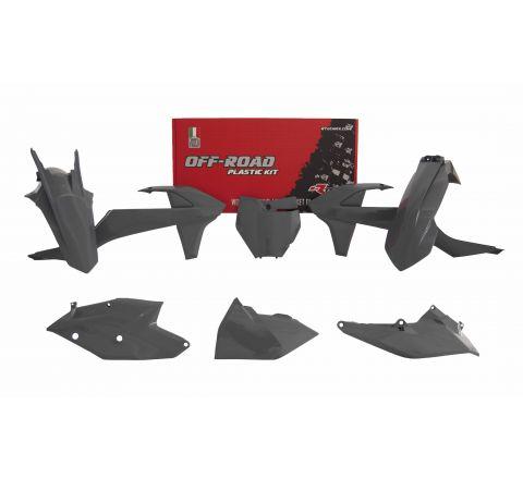 PLASTIC KIT/6 16-18 KTM SX/SXF QUANTUM GREY, BLACK RTECH R-KITKTM-GR0-516