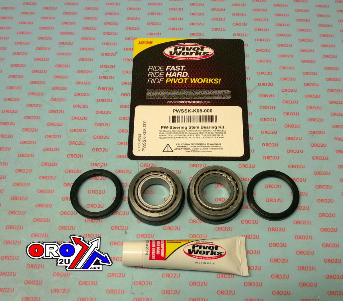 STEERING BEARING & SEAL KIT., PIVOT WORKS PWSSK-K08-000, CRM125R (NOT US MODEL) 93-99, NX125 (EURO) 95-97, Kawasaki KDX175 80-82, KDX250 80, KDX400 79-80, KL