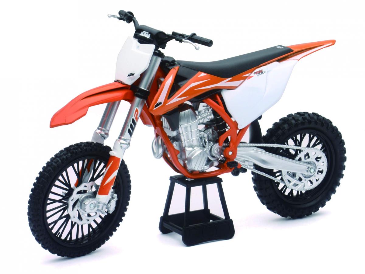 MODEL DIE CAST KTM 450 SX-F, ORANGE AND WHITE, 1:10 SCALE, NEW RAY 57943