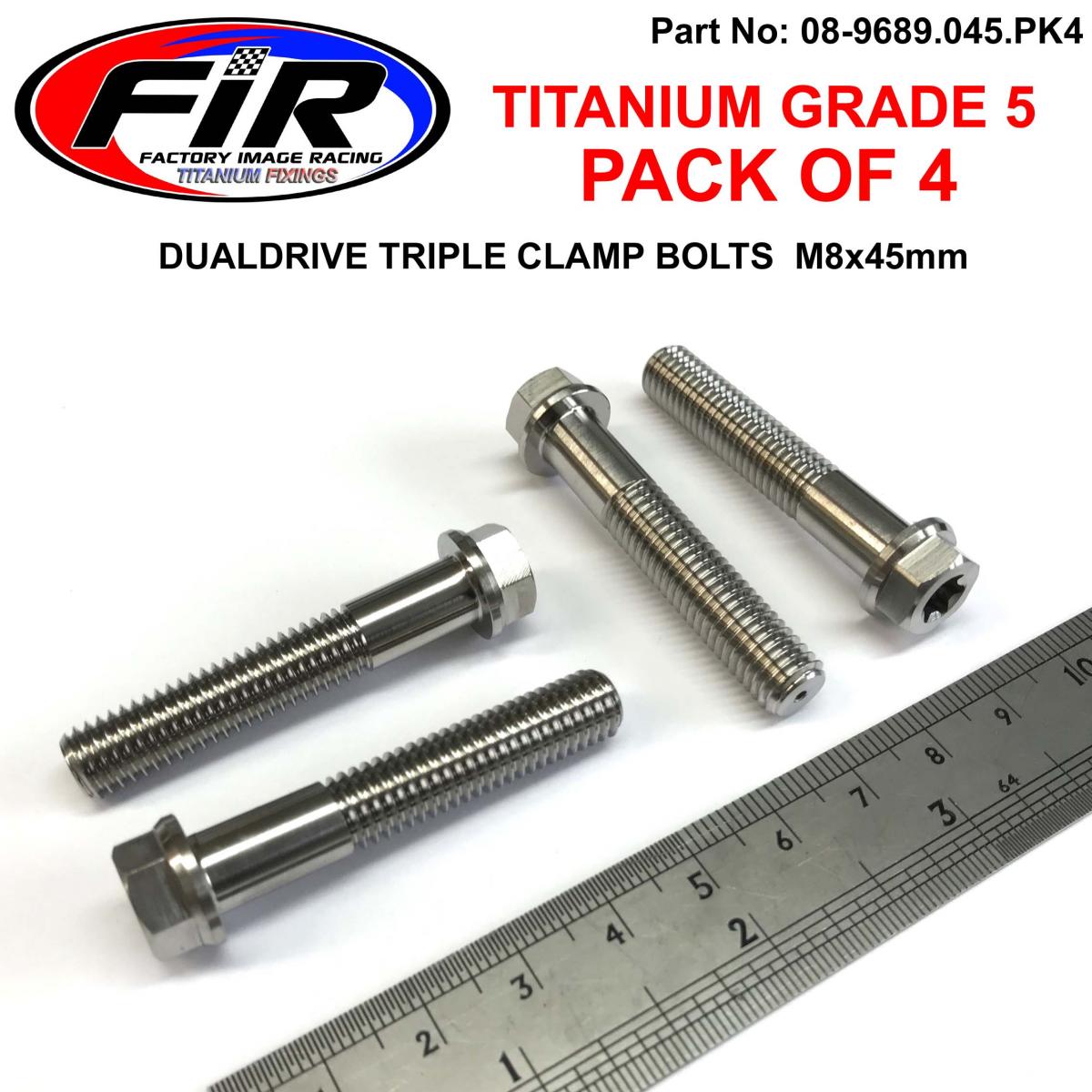 GR5 TITANIUM BOLT M8x45mm PK4, TRIPLE CLAMP BOLTS / DUALDRIVE