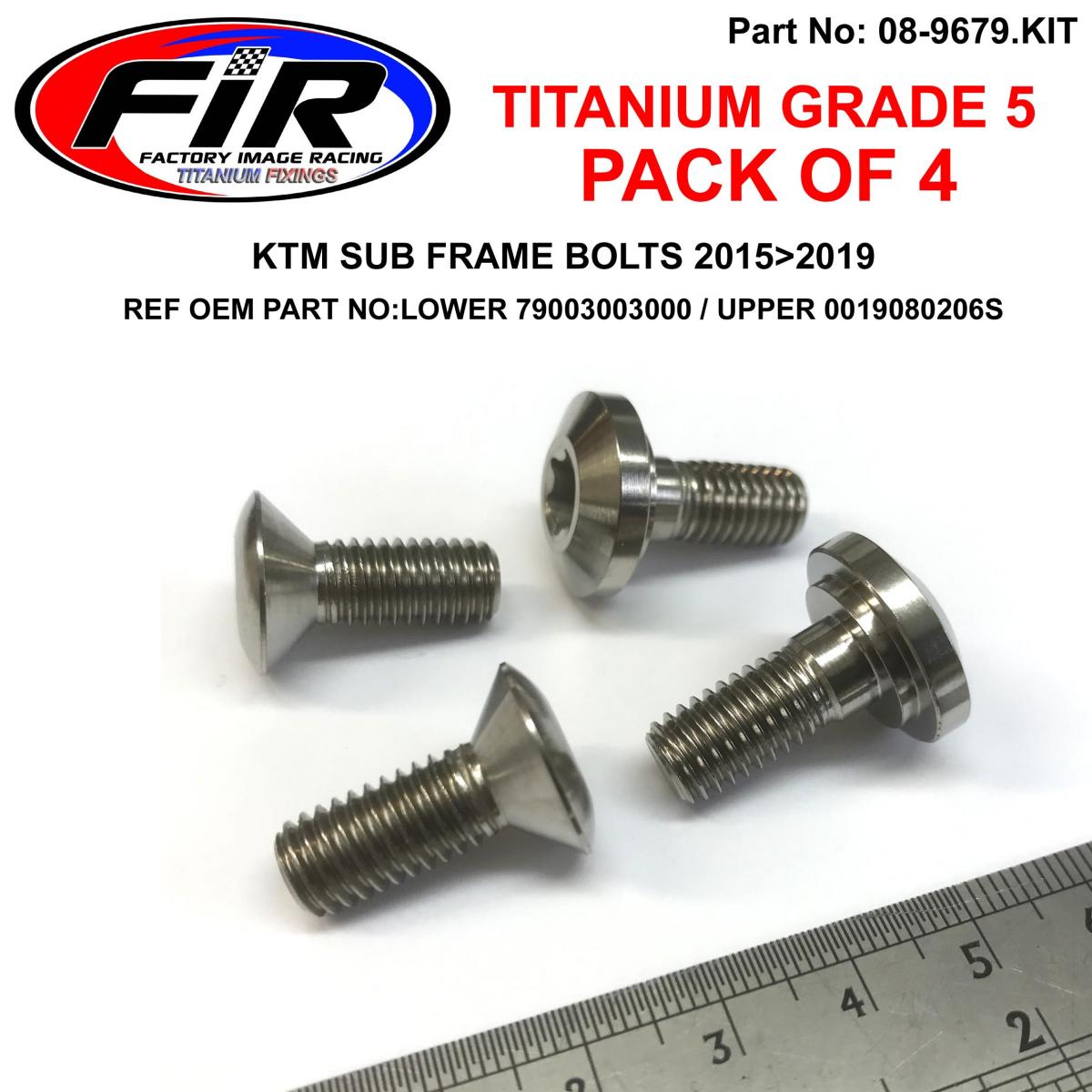 TITANIUM GR5 KTM SUB FRAME BOLTS, 2015>2019 79003003000 0019080206S, PACK OF 4 /