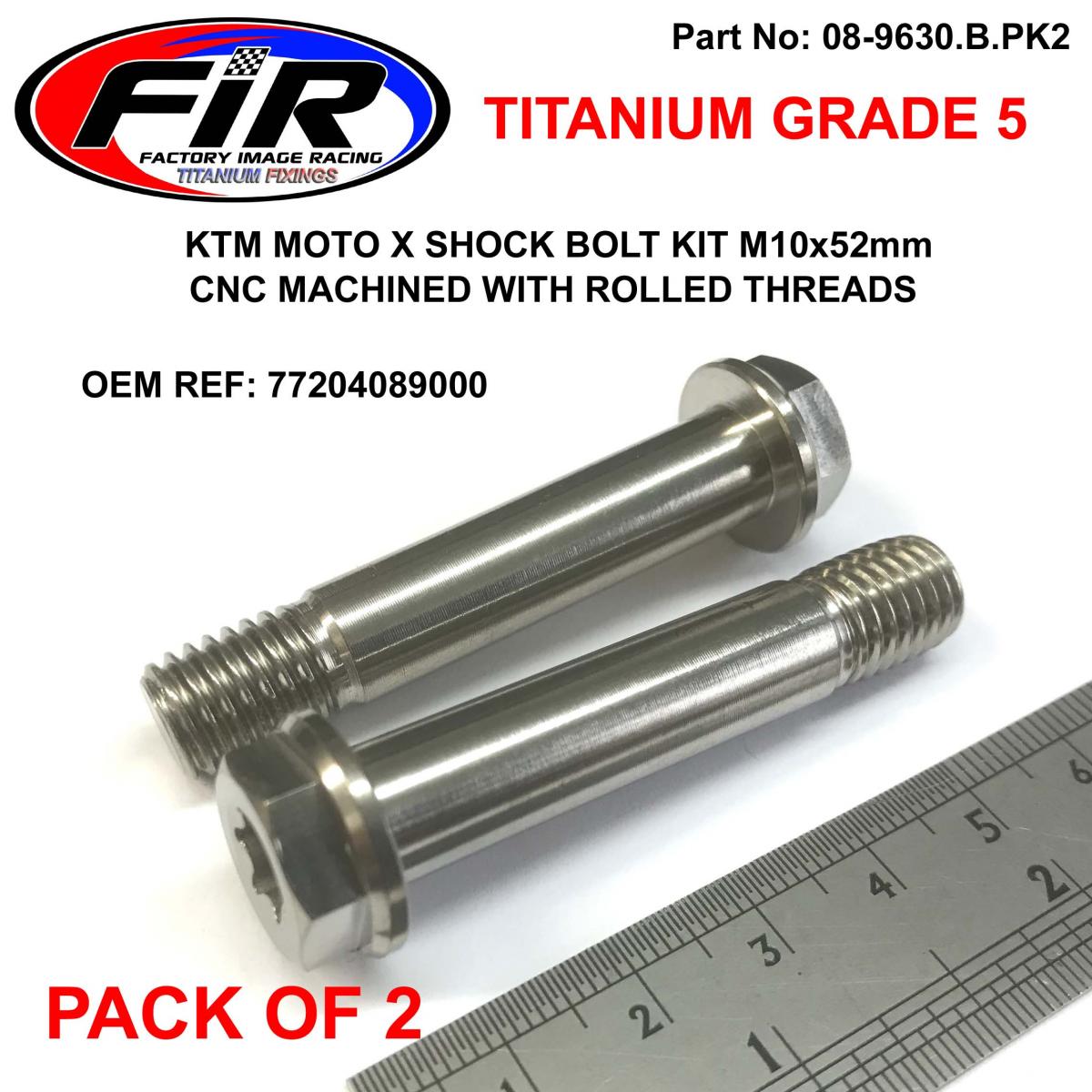 TITANIUM GR5 M10x52 BOLTS KTM, SHOCK BOLT KIT PACK OF 2, KTM HUSQVARNA / 77204089000