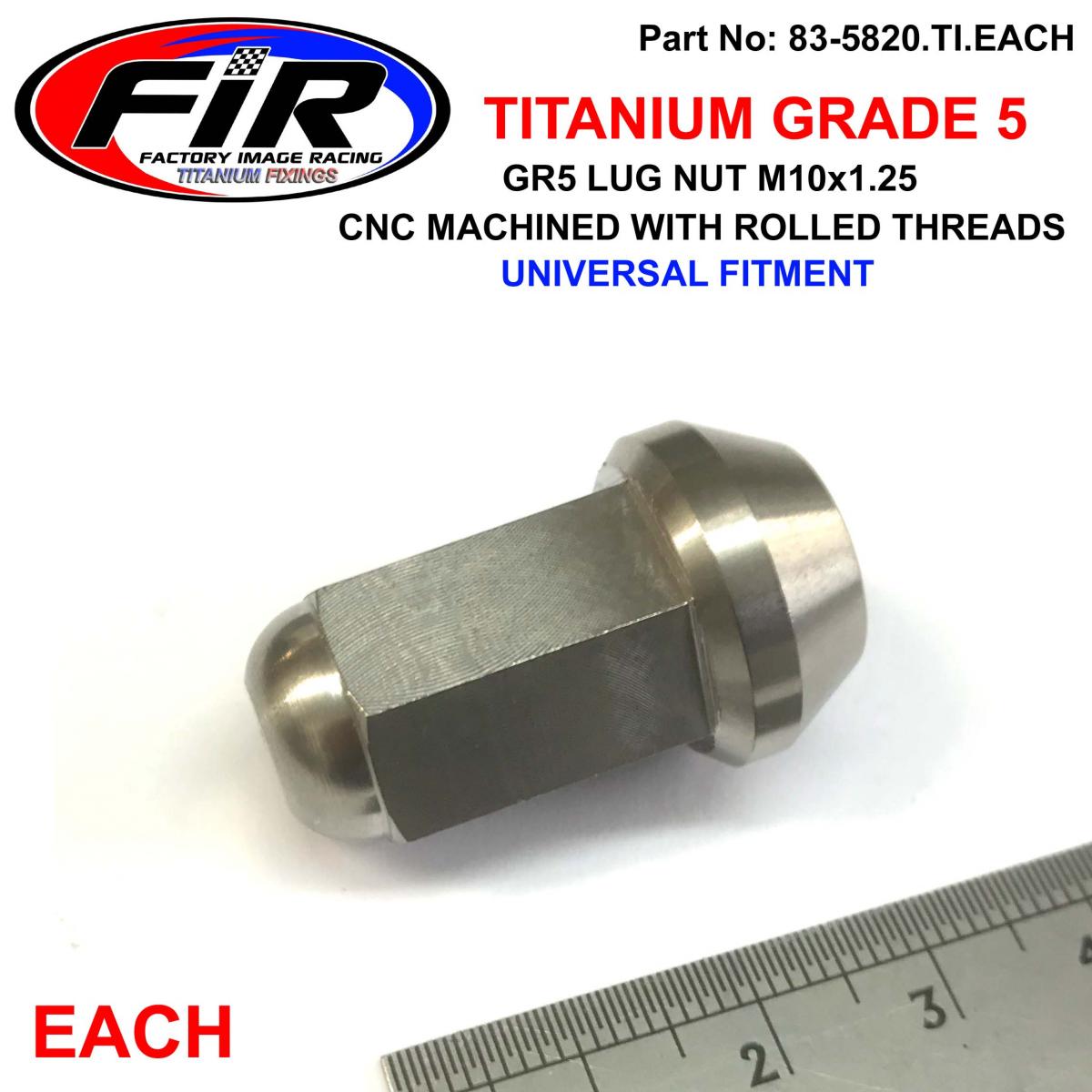 TITANIUM GR5 LUG NUT M10X1.25, BEVELED NUT / EACH / QUAD TRAILER