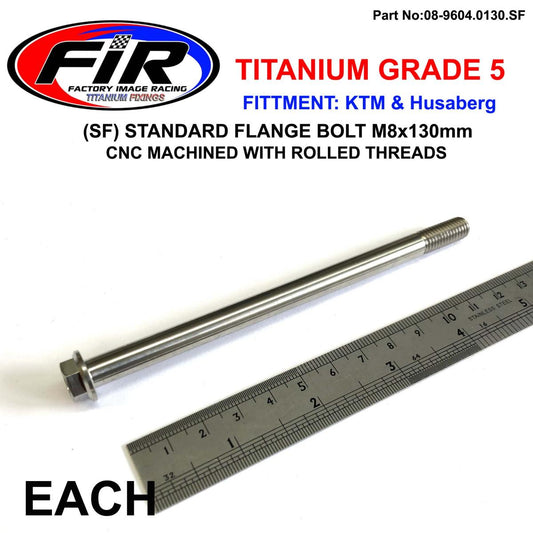 TITANIUM GR5 BOLT M8 x 130mm EACH, FLANGE OD: 14mm / HEX SIZE: 10mm,  /