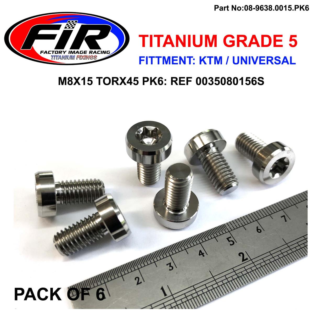 GR5 UPPER ENGINE BOLT KIT OF 6, KTM SCREW M8X15 TORX45 PK6,  / 0035080156S