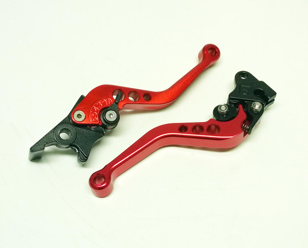 LEVER SET CNC KTM 990 DUKE 6 positions lever adjustment., BLACK / RED