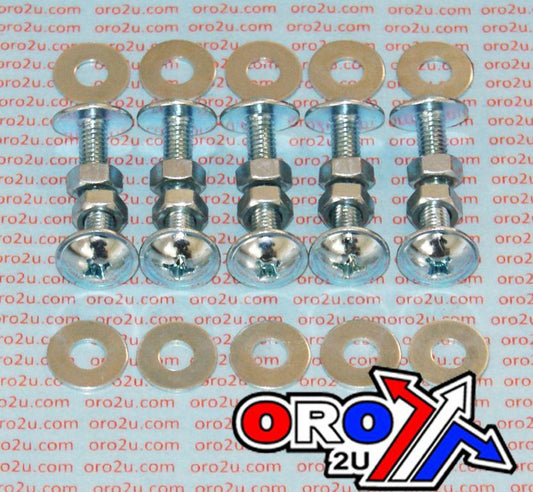 M6 x 13mm Dome Head Chrome Bolt, Nut & Washer Set - Pack Of 10 - 30pcs Kit