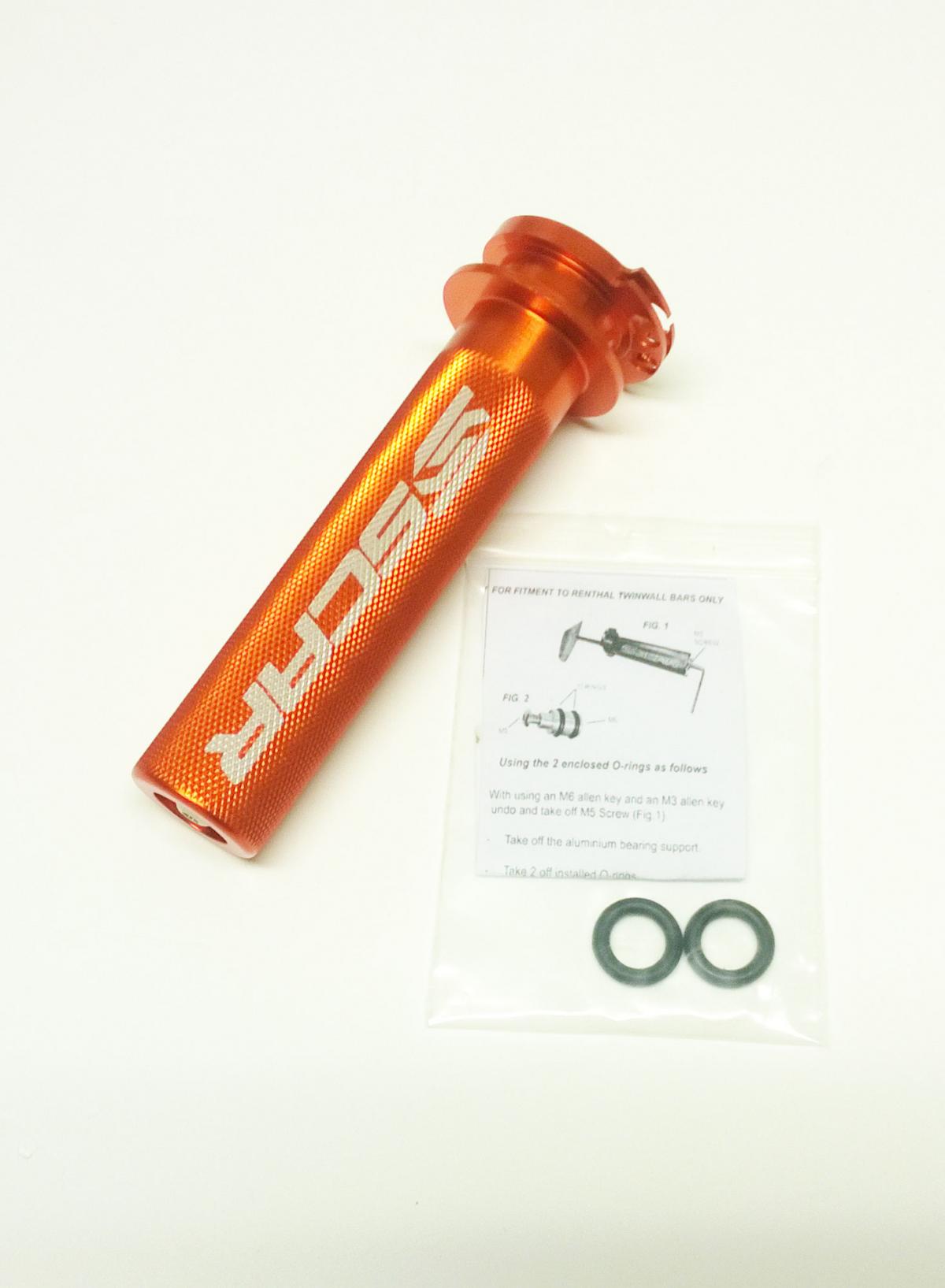 THROTTLE TUBE / BEARING, KTM SXF/EXCF SCAR RACING TT500 ORANGE, ALUMINIUM CNC BILLET 4-STROKE