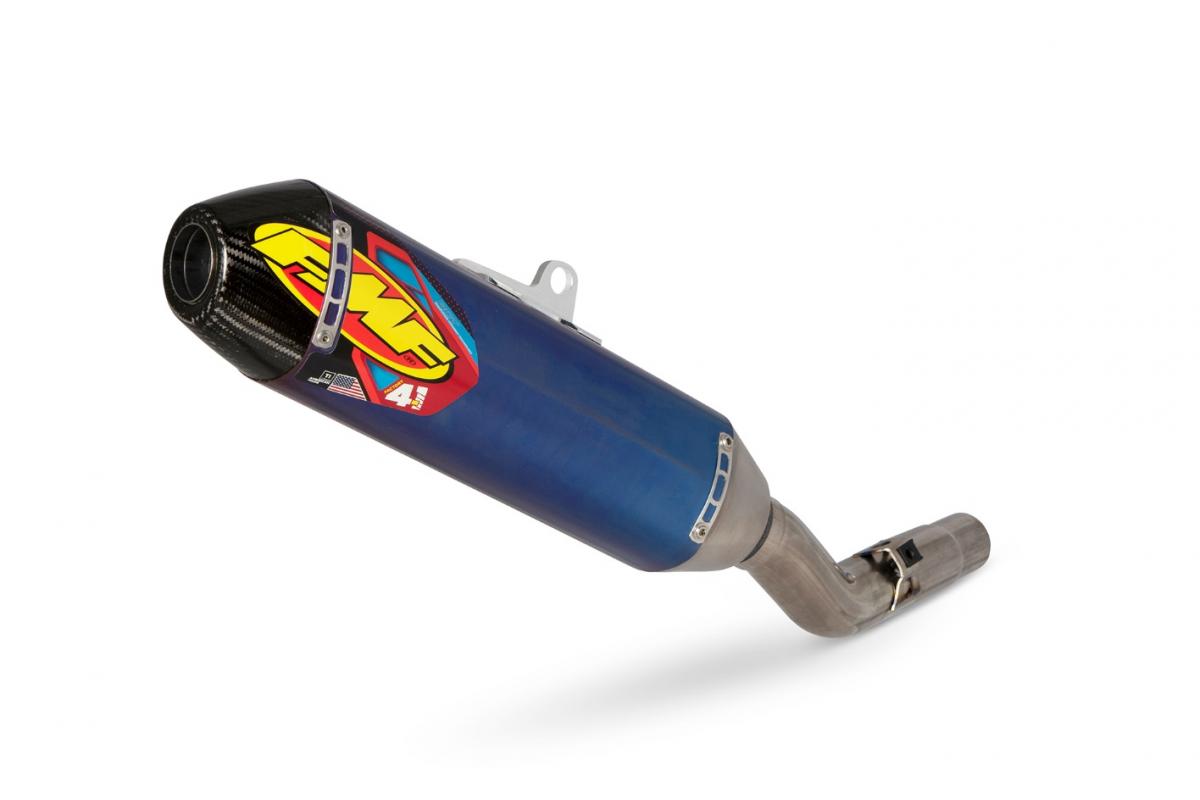 20-21 BETA 350-480RR FACTORY 4.1 RCT, FMF 045668, ANODIZED TITANIUM BLUE, CARBON CAP